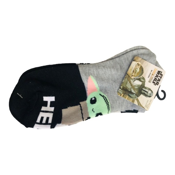 2pairs Disney’s Star Wars The Mandalorian baby yoda grey & black no show sockd - Picture 3 of 6